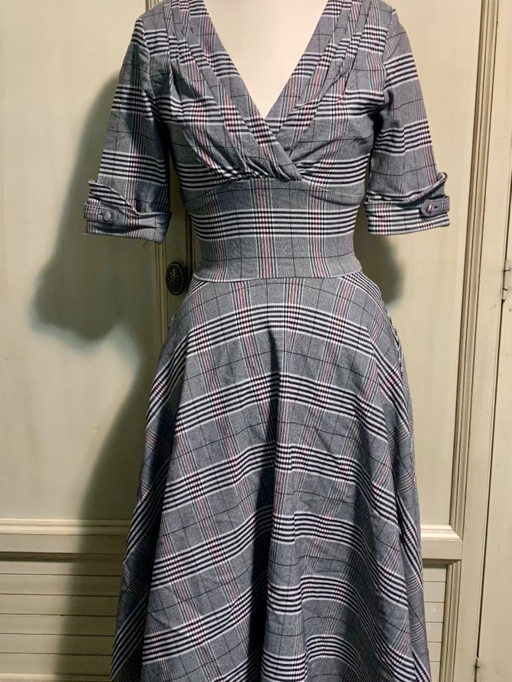 Unique Vintage Plaid Swing Dress XS